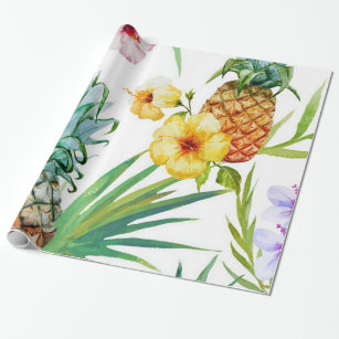 Papier Cadeau Papier d'emballage d'ananas tropical de paradis