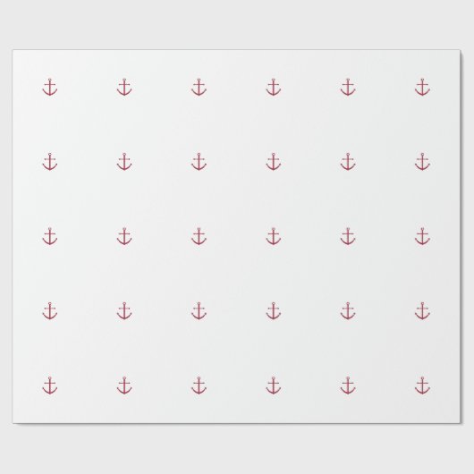 Papier Cadeau Papier d'emballage d'Ancre rouge nautique (Plat)