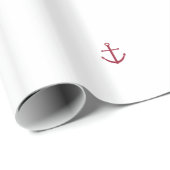 Papier Cadeau Papier d'emballage d'Ancre rouge nautique (Coin rond)
