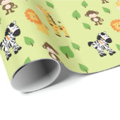 Papier Cadeau Papier d'emballage d'animaux de jungle (Coin rond)