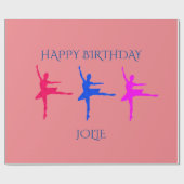 Papier Cadeau Papier d'emballage d'anniversaire Ballerina. Nom (Plat)