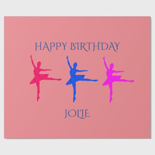 Papier Cadeau Papier d'emballage d'anniversaire Ballerina. Nom (Plat)