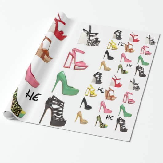 Papier Cadeau Papier d'emballage d'anniversaire de chaussure pou (Déroulé)