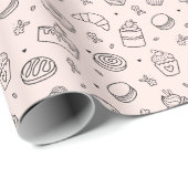 Papier Cadeau Papier d'emballage d'anniversaire joli gâteau rose (Coin rond)