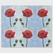 Papier Cadeau Papier d'emballage d'aquarelle de pavots, 30 dans (Plat)