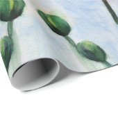 Papier Cadeau Papier d'emballage d'aquarelle de pavots, 30 dans (Coin rond)