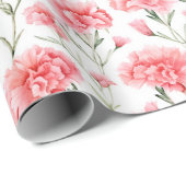 Papier Cadeau Papier d'emballage d'aquarelle florale - Oeillets (Coin rond)