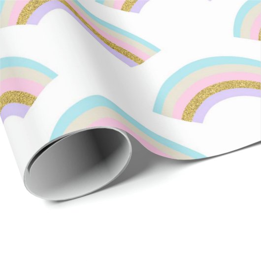 Papier Cadeau Papier d'emballage d'arc-en-ciel en pastel (Coin rond)