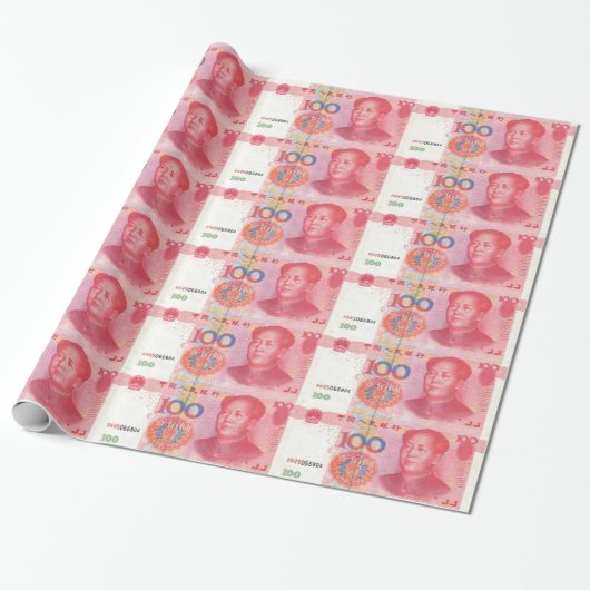 Papier Cadeau Papier d'emballage d'argent chinois du yuan 100 (Déroulé)