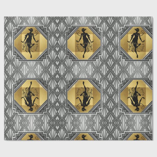 Papier Cadeau Papier d'emballage d'art déco d'aileron de Gatsby (Plat)