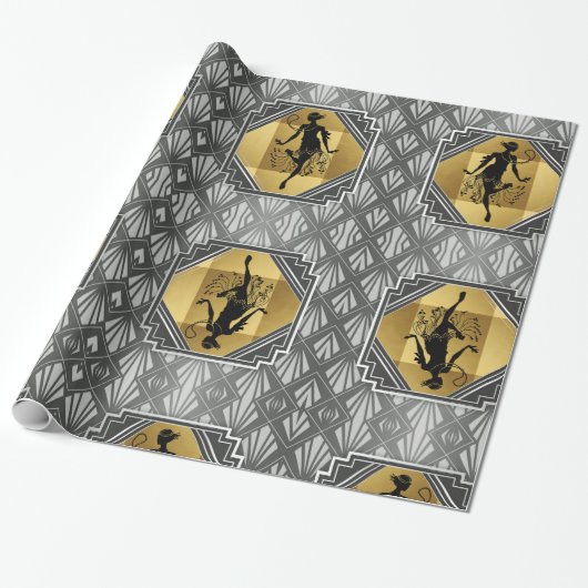 Papier Cadeau Papier d'emballage d'art déco d'aileron de Gatsby (Déroulé)