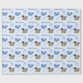 Papier Cadeau Papier d'emballage de baby shower bleu mignon (Plat)