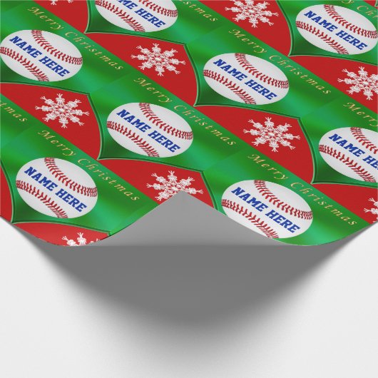 Papier Cadeau Papier d'emballage de base-ball de Joyeux Noël, (Coin)