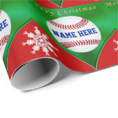 Papier Cadeau Papier d'emballage de base-ball de Joyeux Noël, (Coin rond)
