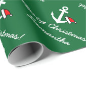 Papier Cadeau Papier d'emballage de bateau de Noël nautique (Coin rond)