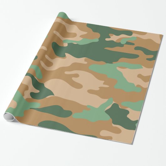 Papier Cadeau Papier d'emballage de camouflage Brown vert de (Déroulé)