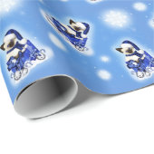 Papier Cadeau Papier d'emballage de chat de Noël d'hiver (Coin rond)