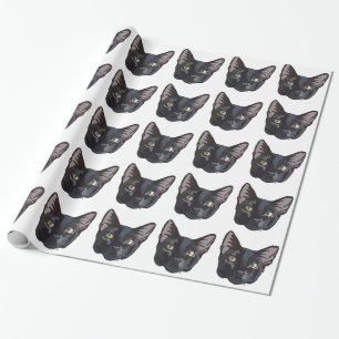 Papier Cadeau Papier d'emballage de chat noir