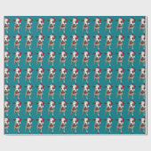 Papier Cadeau Papier d'emballage de chiot de Noël (Plat)