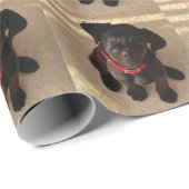 Papier Cadeau Papier d'emballage de chiot noir de laboratoire (Coin rond)