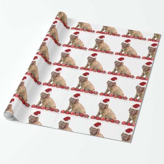Papier Cadeau Papier d'emballage de Christmas Dogue de Bordeaux (Déroulé)