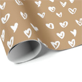 Papier Cadeau Papier d'emballage de coeurs blancs (Coin rond)