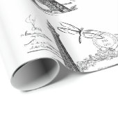 Papier Cadeau Papier d'emballage de collage Eiffel tour (Coin rond)