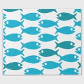 Papier Cadeau Papier d'emballage de conception bleue de poissons (Plat)