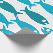 Papier Cadeau Papier d'emballage de conception bleue de poissons (Coin)