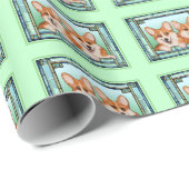 Papier Cadeau Papier d'emballage de corgi (Coin rond)