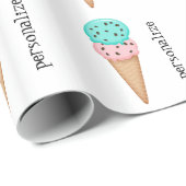 Papier Cadeau Papier d'emballage de cornets de crème glacée de (Coin rond)