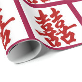 Papier Cadeau Papier d'emballage de double bonheur chinois (Coin rond)