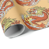 Papier Cadeau Papier d'emballage de dragon chinois (Coin rond)