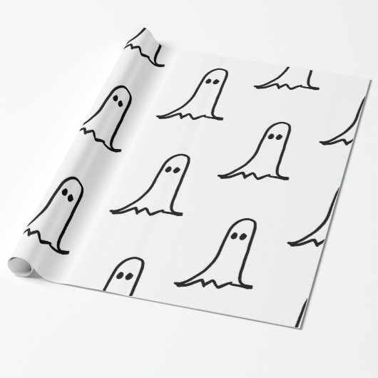 Papier Cadeau Papier d'emballage de FANTÔME POUR HALLOWEEN (Déroulé)
