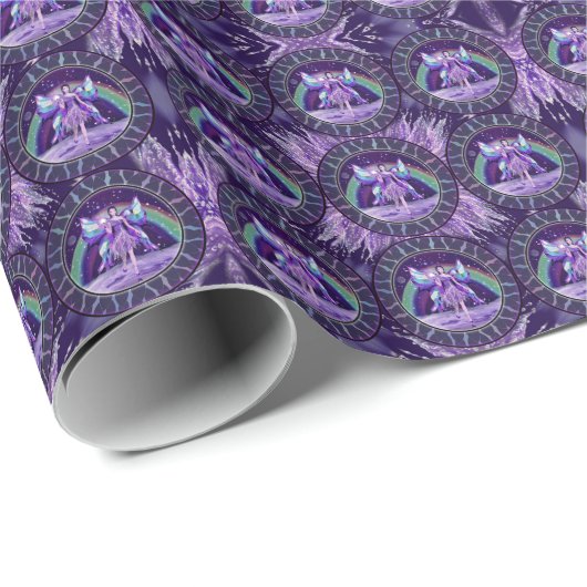 Papier Cadeau Papier d'emballage de fée de pluie violet (Coin rond)