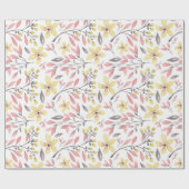 Papier Cadeau Papier d'emballage de feuillage rose et jaune (Plat)