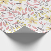 Papier Cadeau Papier d'emballage de feuillage rose et jaune (Coin)
