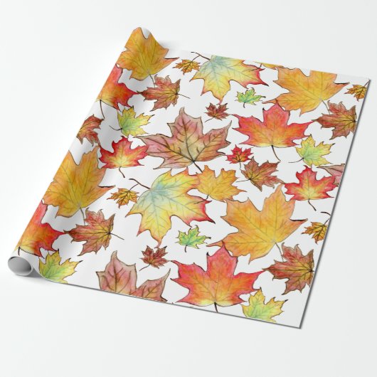 Papier Cadeau Papier d'emballage de feuille d'érable d'automne (Déroulé)