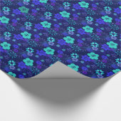Papier Cadeau Papier d'emballage de fleur bleue moderne (Coin)