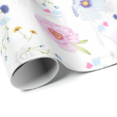 Papier Cadeau papier d'emballage de fleurs de printemps (Coin rond)