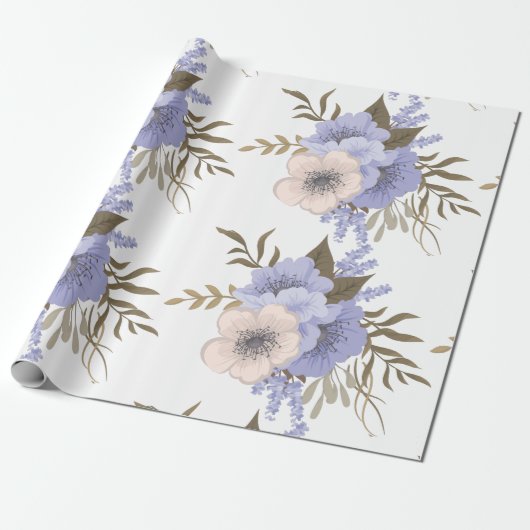 Papier Cadeau papier d'emballage de fleurs de temps de printemps (Déroulé)