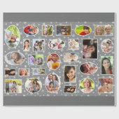 Papier Cadeau Papier d'emballage de flocons de neige gris de (Plat)