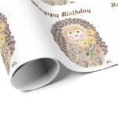 Papier Cadeau Papier d'emballage de hérisson joyeux (Coin rond)
