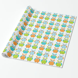 Papier Cadeau Papier d'emballage de hibou mignon d'anniversaire