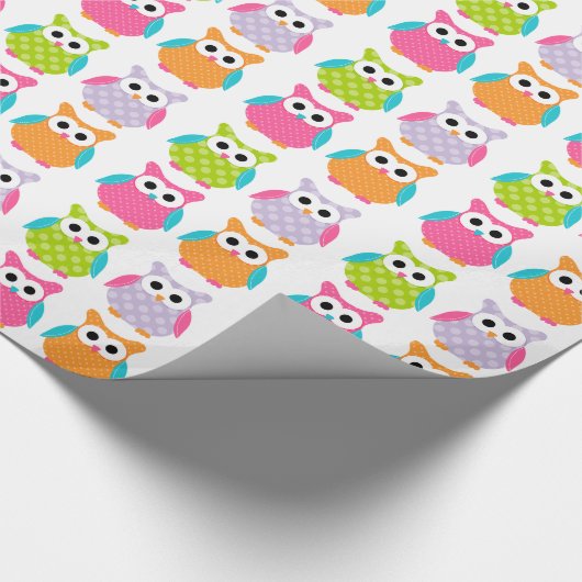 Papier Cadeau Papier d'emballage de hibou rose mignon (Coin)