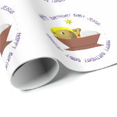 Papier Cadeau Papier d'emballage de Jésus de bébé de joyeux (Coin rond)