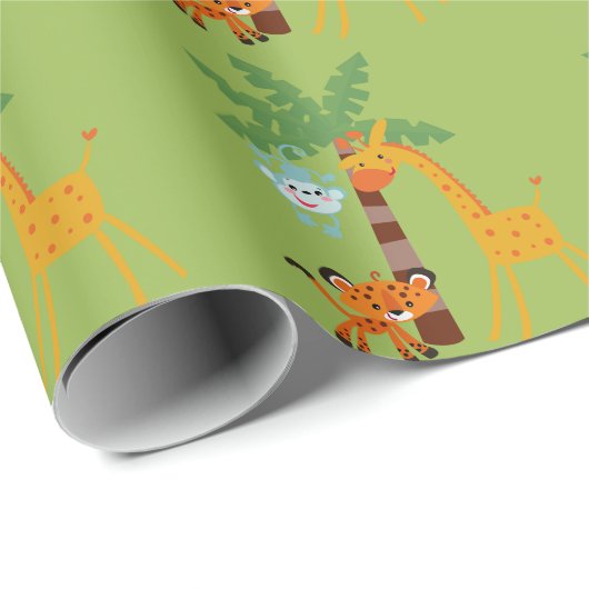 Papier Cadeau Papier d'emballage de jungle (Coin rond)