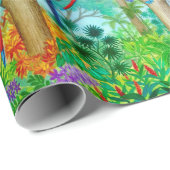 Papier Cadeau Papier d'emballage de jungle tropicale de (Coin rond)