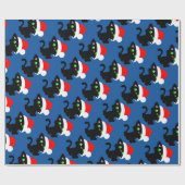 Papier Cadeau Papier d'emballage de Kitty de Noël noir (Plat)