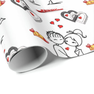 Papier Cadeau Papier d'emballage de la Saint-Valentin